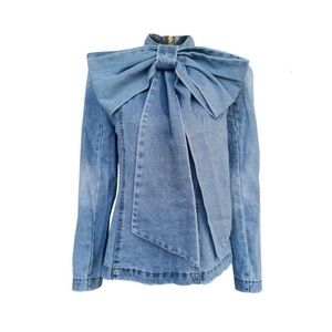 BNWT Alex Vinash Maxi Bow Denim Blouse